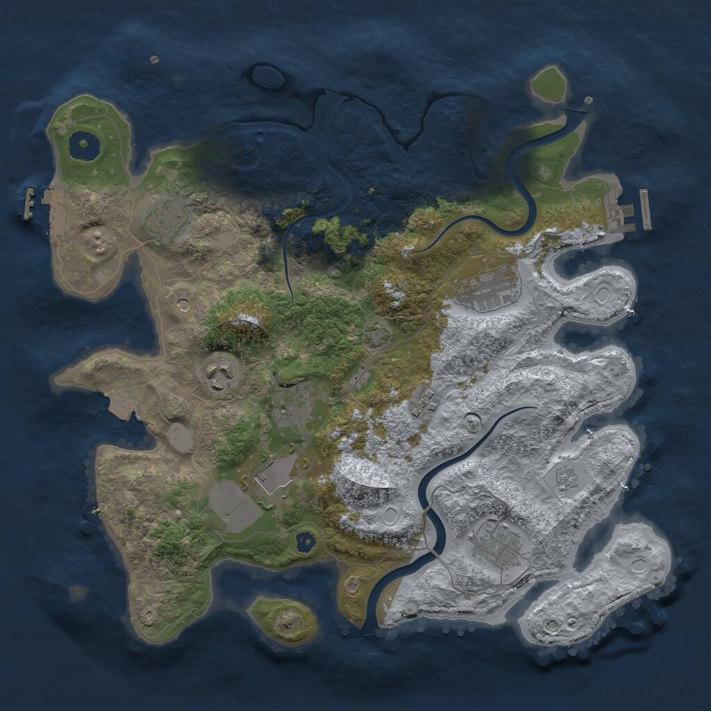 Rust Map: Procedural Map, Size: 3500, Seed: 198652, 13 Monuments