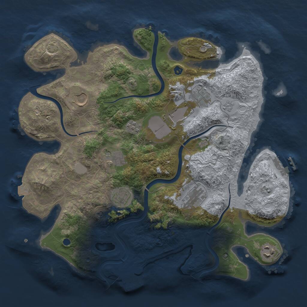 Rust Map: Procedural Map, Size: 3505, Seed: 153654869, 14 Monuments