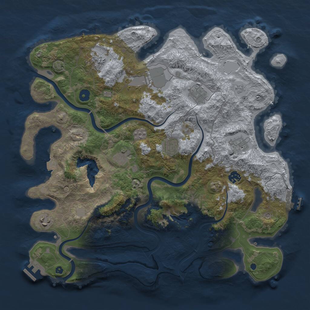 Rust Map: Procedural Map, Size: 4000, Seed: 1253042800, 15 Monuments