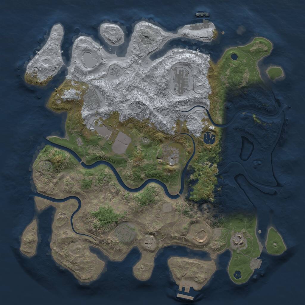 Rust Map: Procedural Map, Size: 3750, Seed: 46007133, 15 Monuments