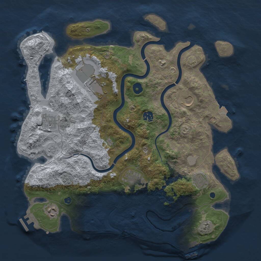Rust Map: Procedural Map, Size: 3750, Seed: 1023146392, 14 Monuments