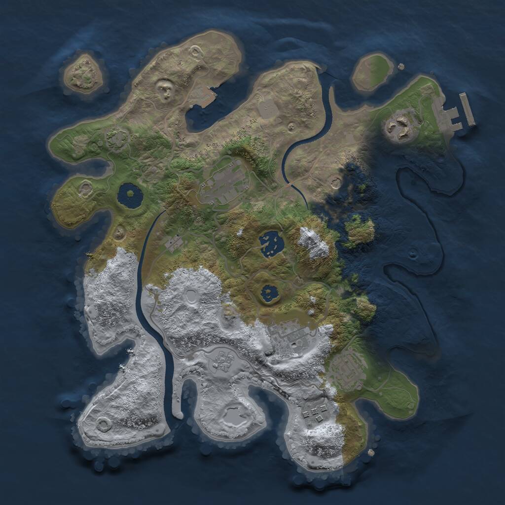 Rust Map: Procedural Map, Size: 3000, Seed: 34785, 11 Monuments