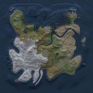 Thumbnail Rust Map: Procedural Map, Size: 3000, Seed: 598447375, 11 Monuments