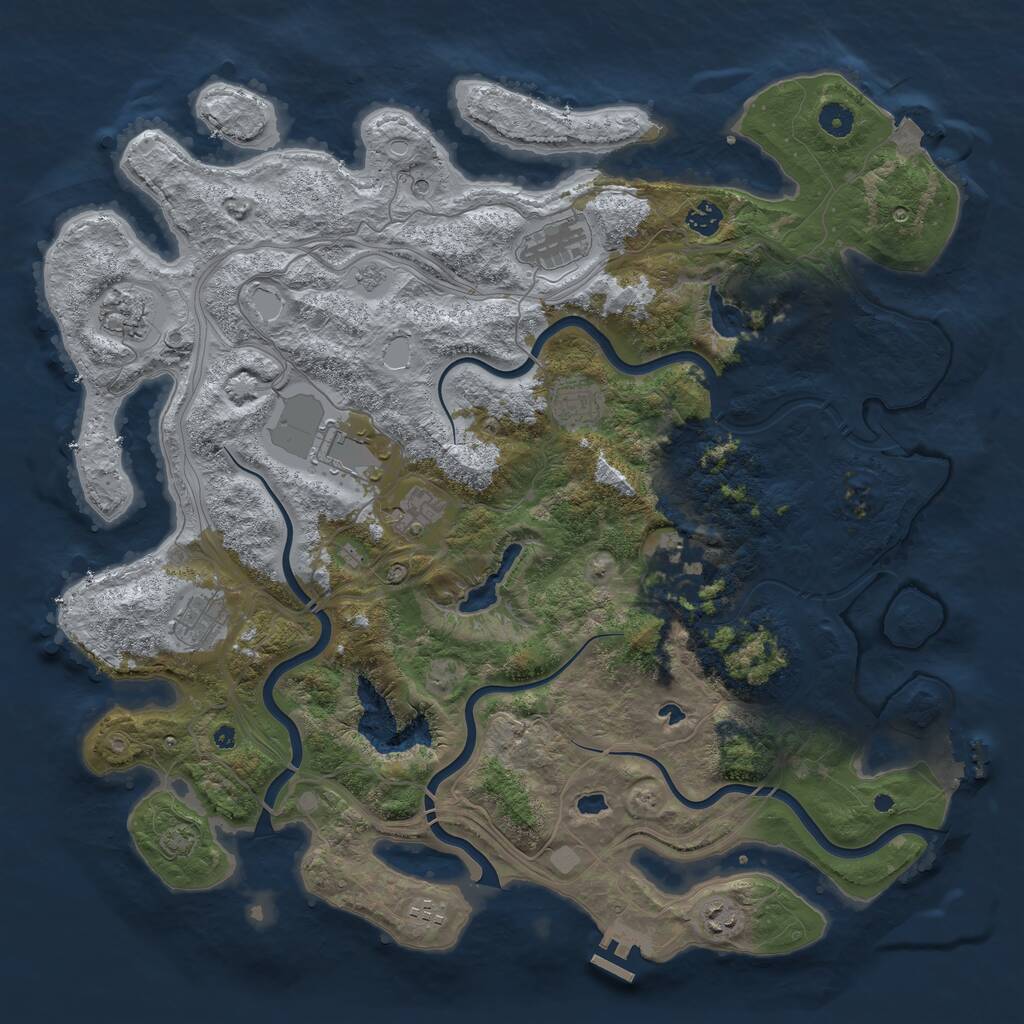 Rust Map: Procedural Map, Size: 4500, Seed: 1134163075, 16 Monuments