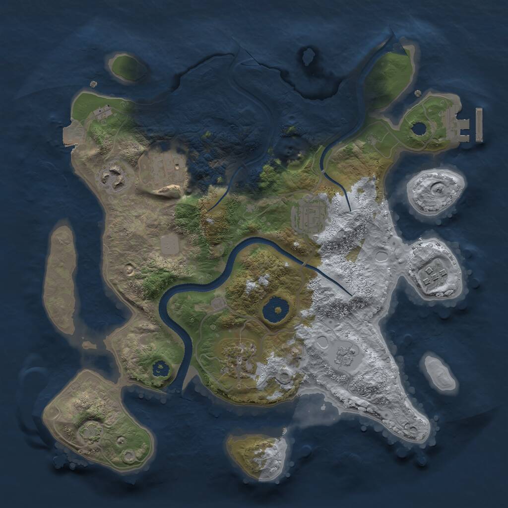 Rust Map: Procedural Map, Size: 3000, Seed: 1834650236, 9 Monuments