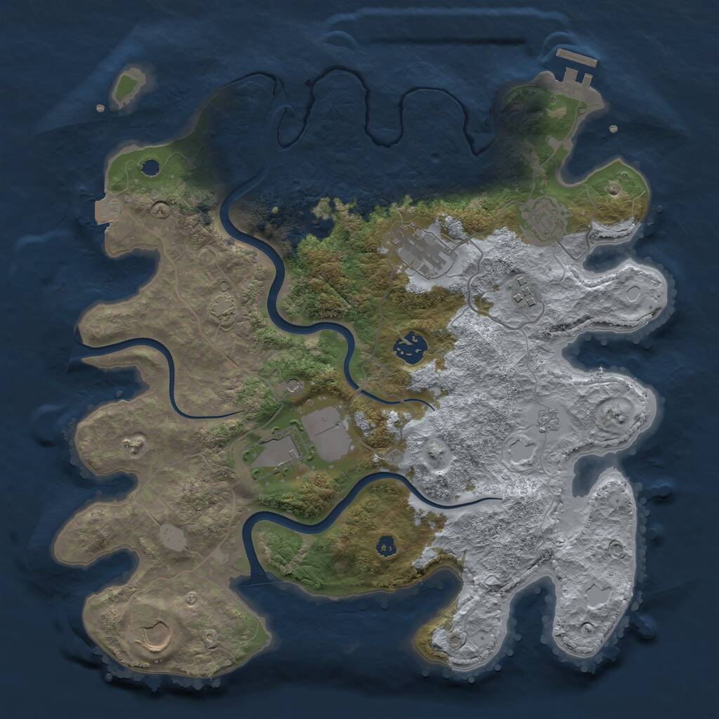 Rust Map: Procedural Map, Size: 3500, Seed: 334971156, 11 Monuments