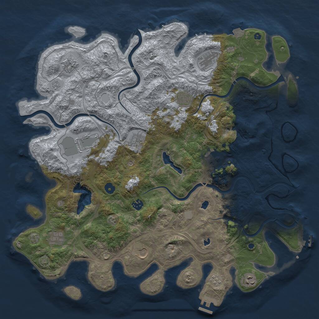 Rust Map: Procedural Map, Size: 4500, Seed: 1013957030, 17 Monuments