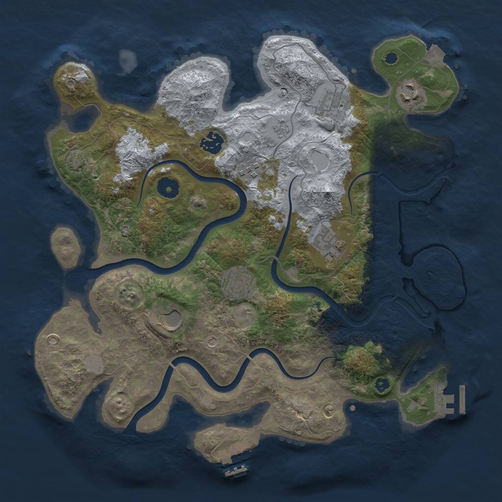 Rust Map: Procedural Map, Size: 3500, Seed: 36958, 13 Monuments