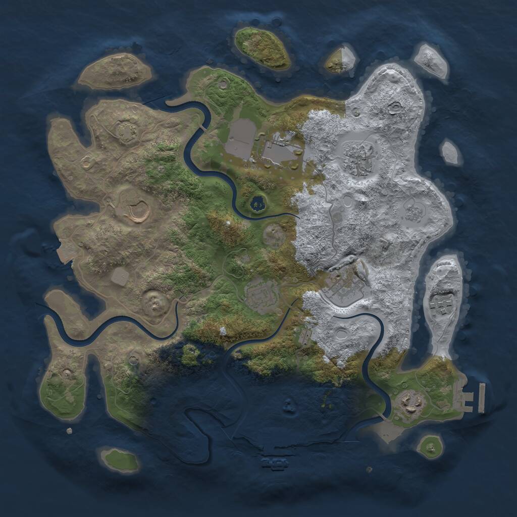 Rust Map: Procedural Map, Size: 3500, Seed: 437454872, 13 Monuments
