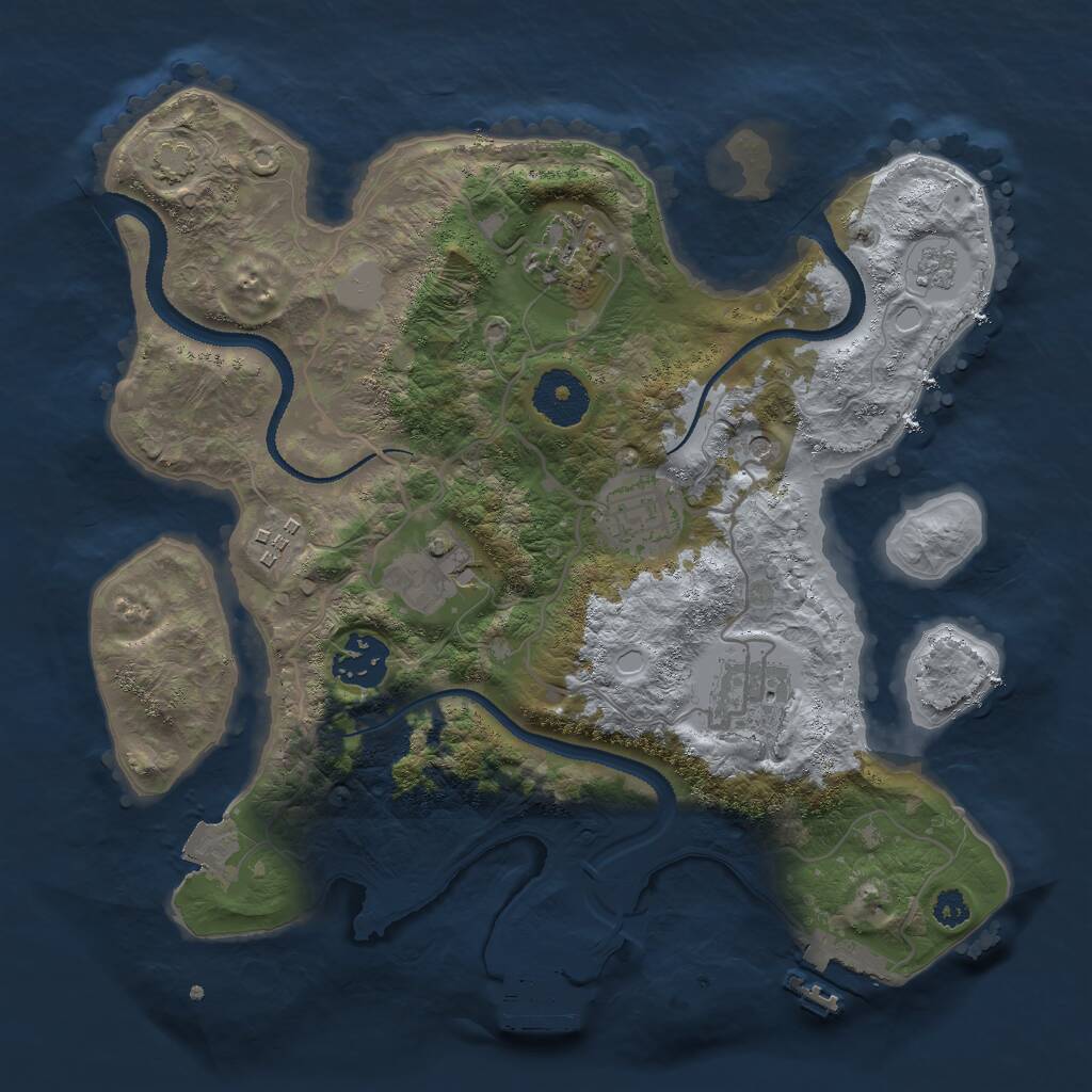 Rust Map: Procedural Map, Size: 3000, Seed: 9758406, 12 Monuments