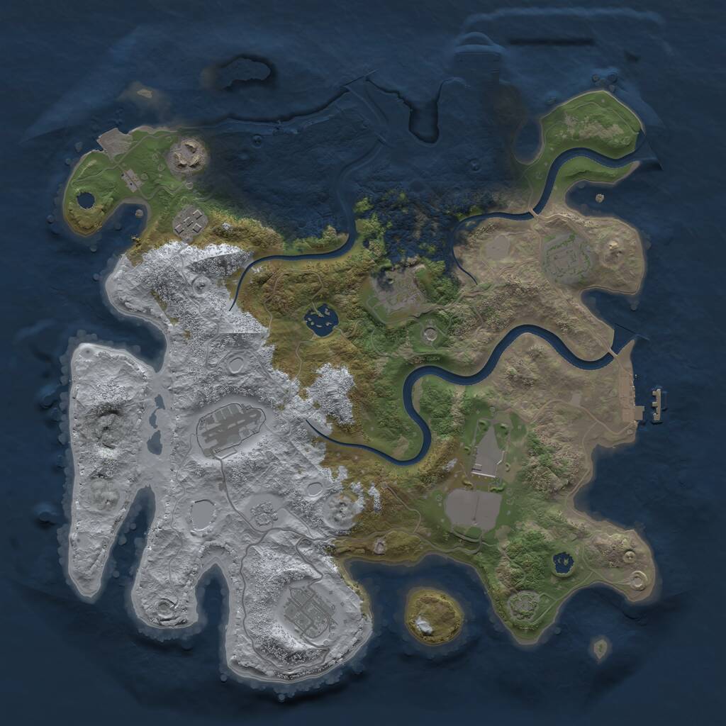 Rust Map: Procedural Map, Size: 3500, Seed: 369877, 14 Monuments