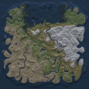 Thumbnail Rust Map: Procedural Map, Size: 6000, Seed: 1711372733, 17 Monuments