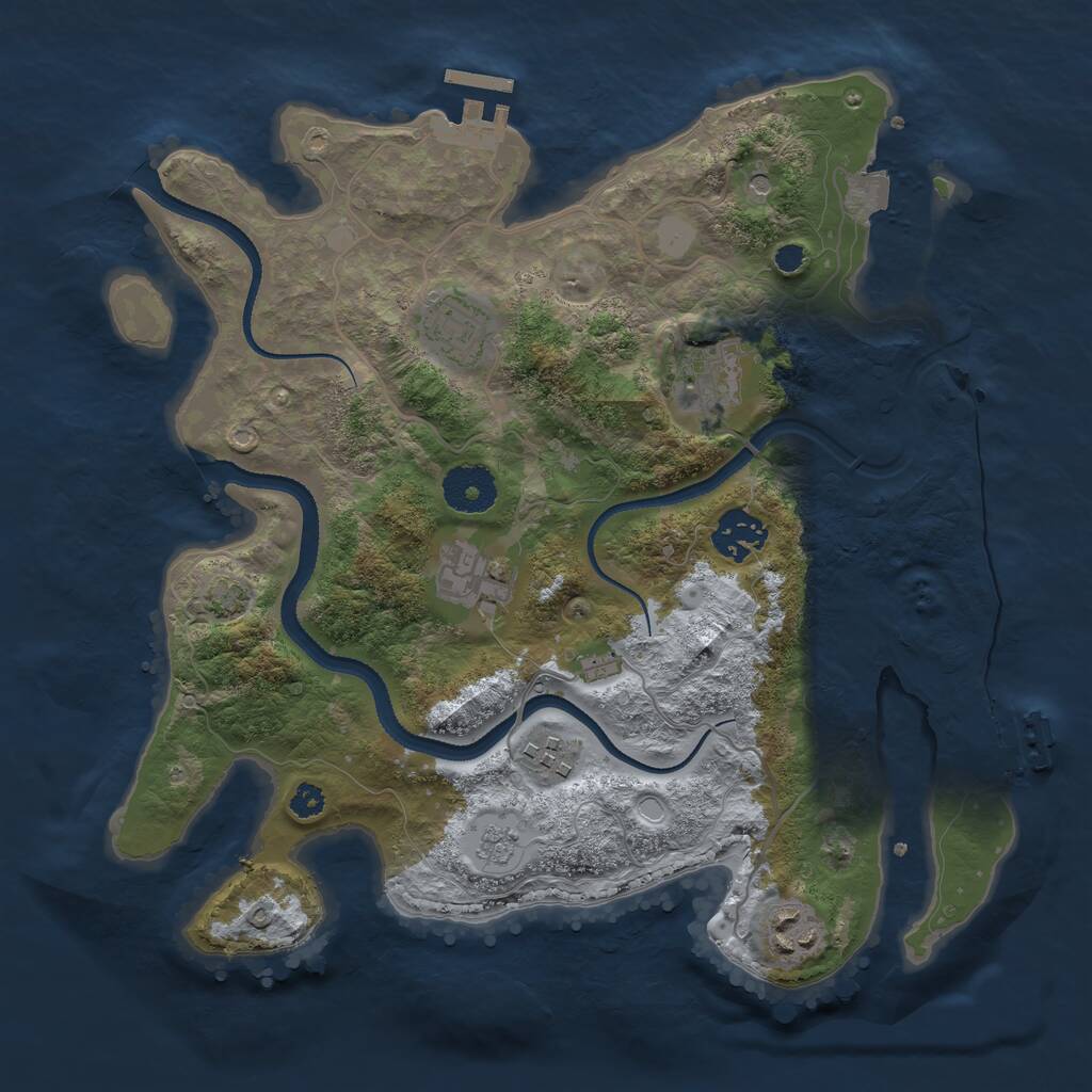 Rust Map: Procedural Map, Size: 3200, Seed: 48131, 12 Monuments