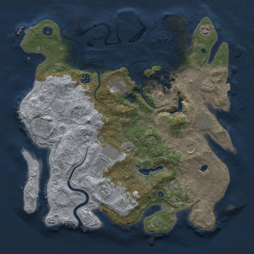 Rust Map: Procedural Map, Size: 4000, Seed: 43523492, 16 Monuments