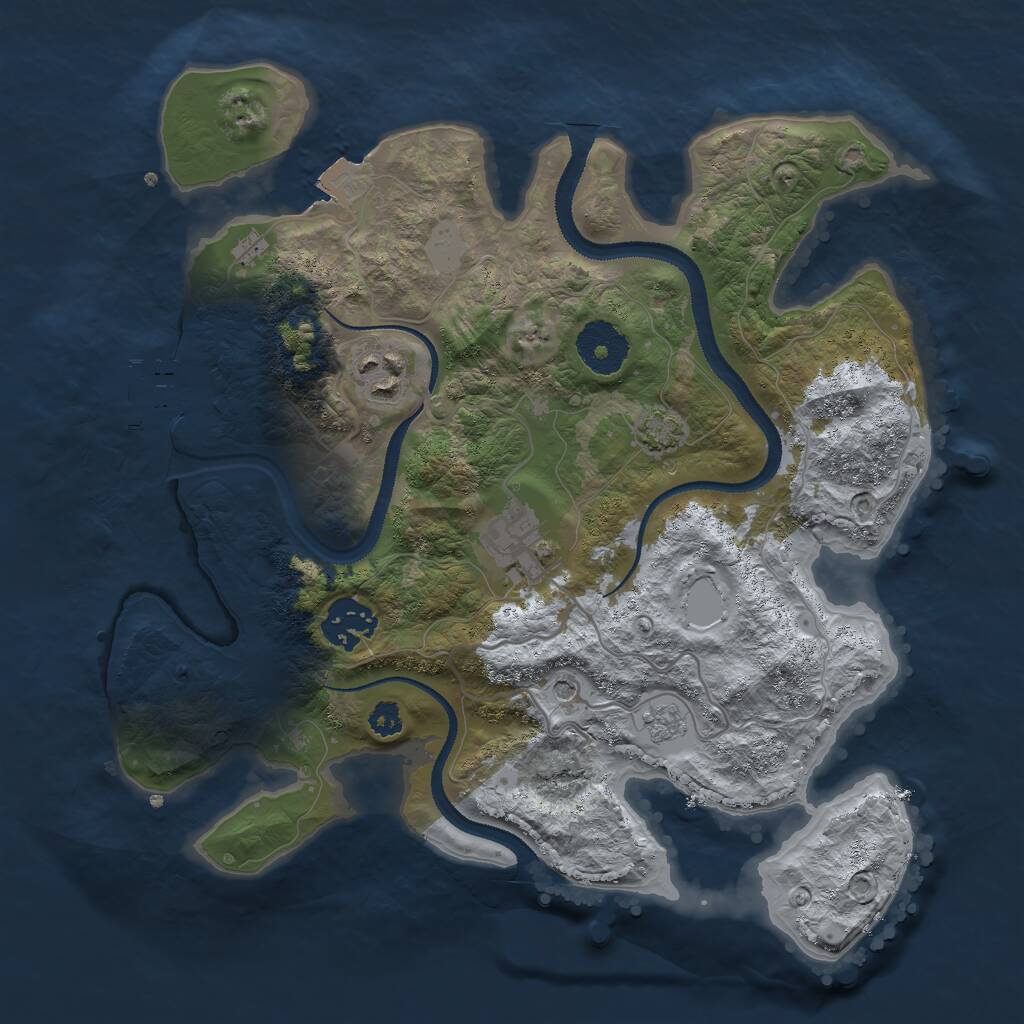 Rust Map: Procedural Map, Size: 3000, Seed: 11427, 8 Monuments