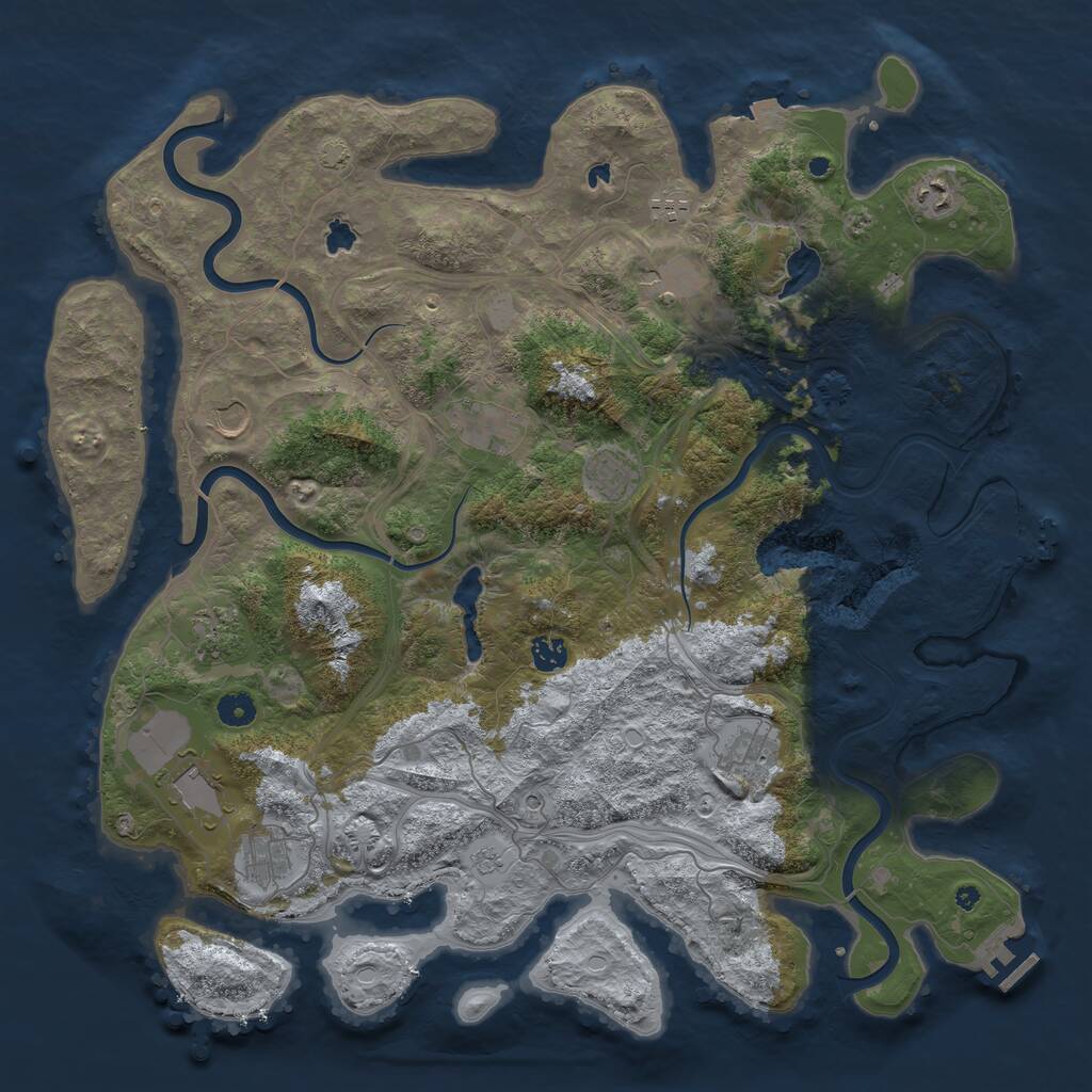 Rust Map: Procedural Map, Size: 4500, Seed: 2097476877, 17 Monuments