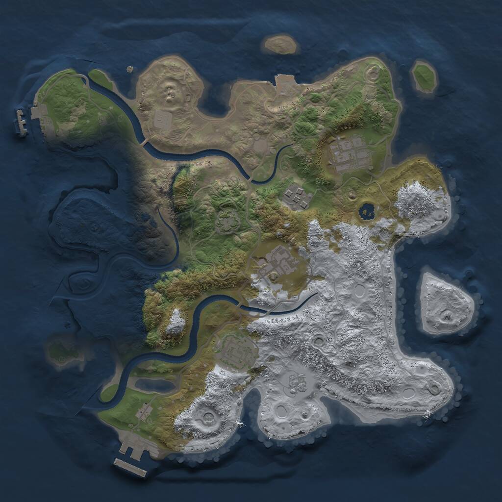 Rust Map: Procedural Map, Size: 3000, Seed: 94251, 10 Monuments
