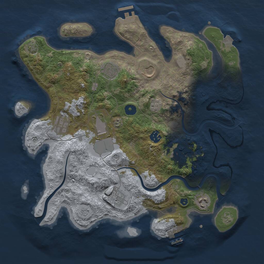 Rust Map: Procedural Map, Size: 3500, Seed: 1444154072, 15 Monuments