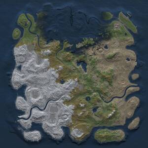 Thumbnail Rust Map: Procedural Map, Size: 4800, Seed: 496463877, 17 Monuments