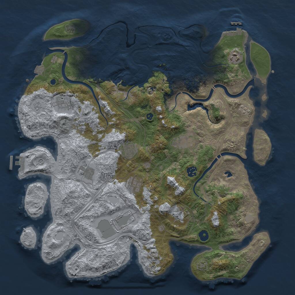 Rust Map: Procedural Map, Size: 4250, Seed: 1912944251, 16 Monuments