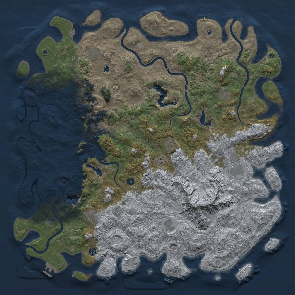 Rust Map: Procedural Map, Size: 6000, Seed: 1980502821, 17 Monuments