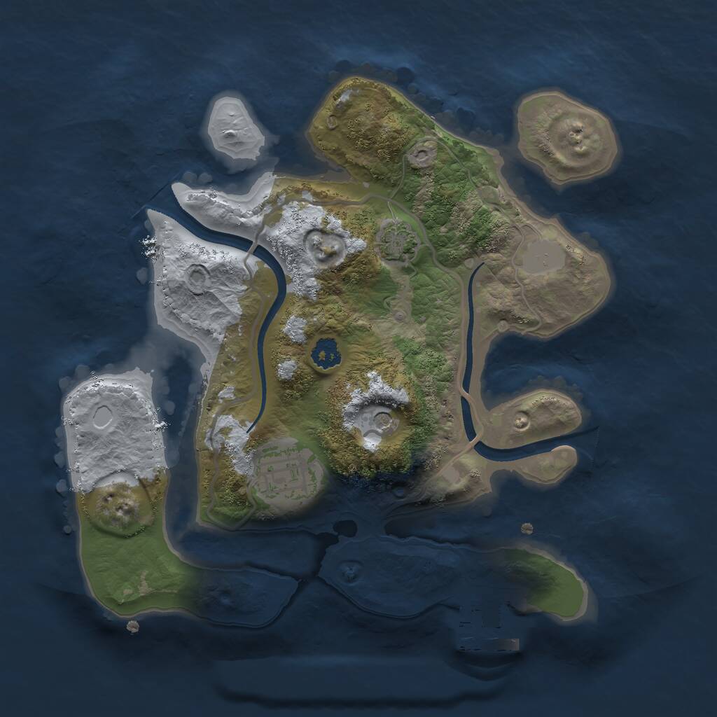 Rust Map: Procedural Map, Size: 2400, Seed: 83810, 5 Monuments