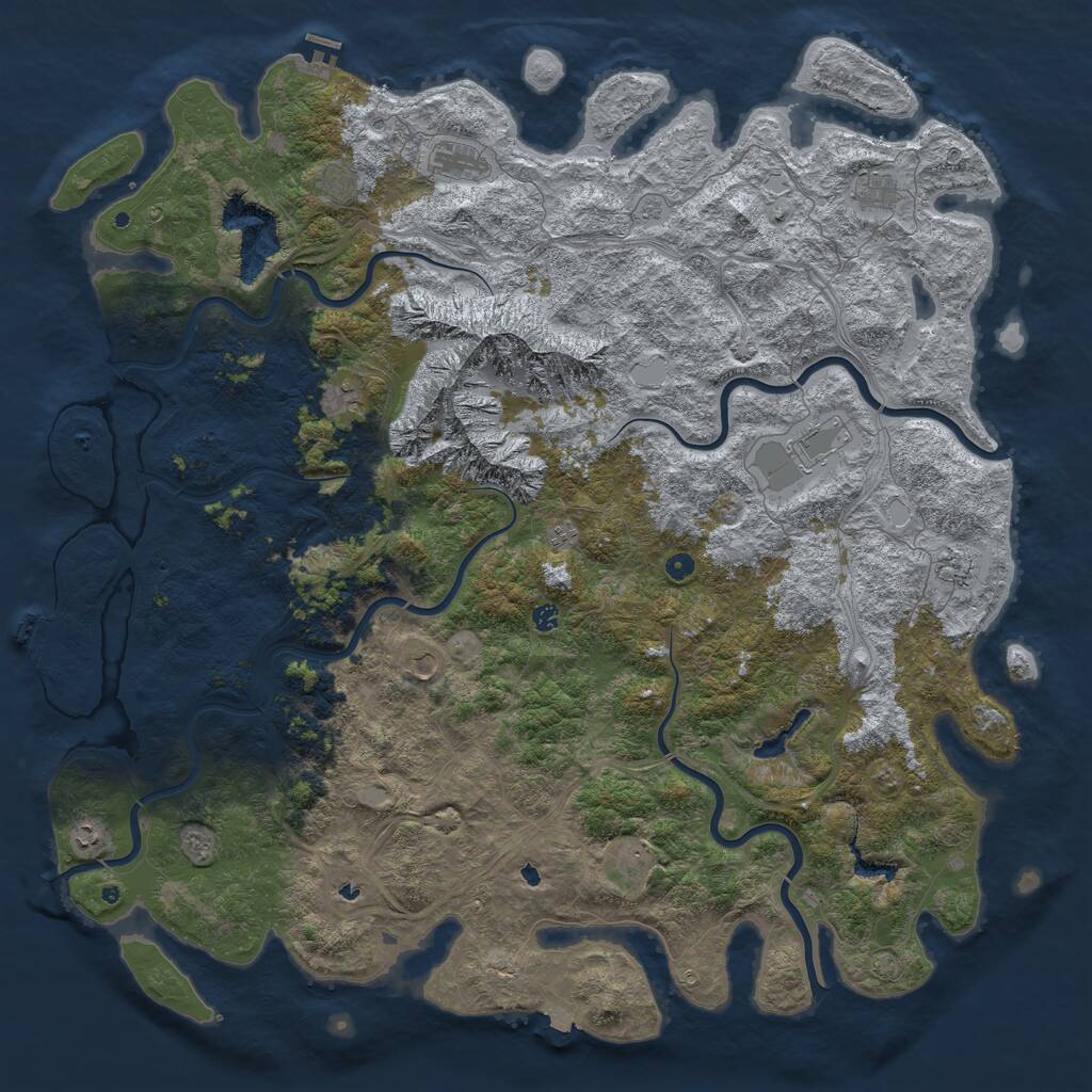 Rust Map: Procedural Map, Size: 6000, Seed: 2030836619, 17 Monuments