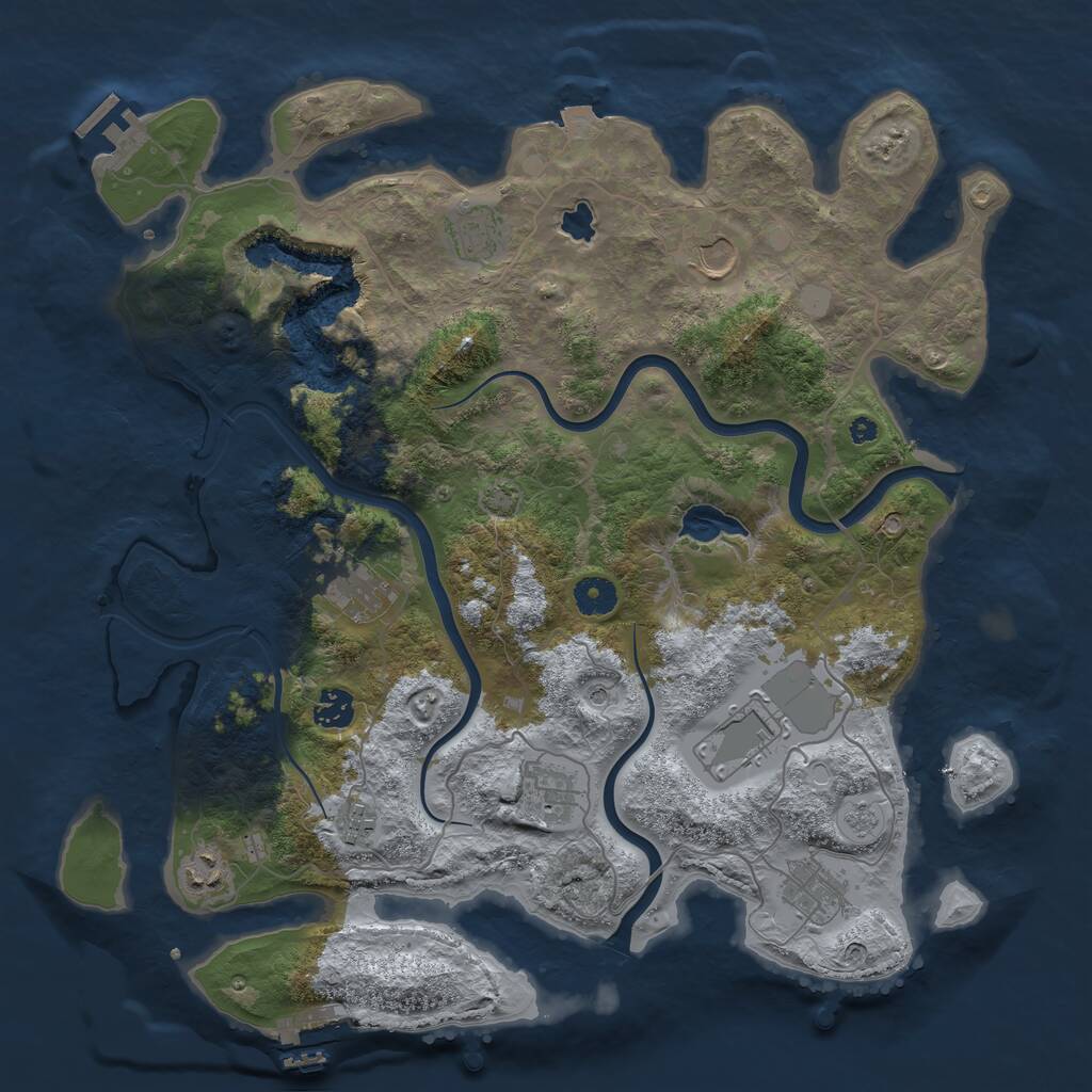 Rust Map: Procedural Map, Size: 4000, Seed: 516985157, 15 Monuments
