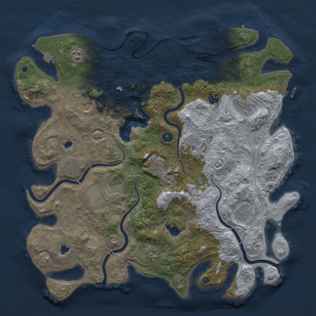 Rust Map: Procedural Map, Size: 4500, Seed: 275265952, 16 Monuments