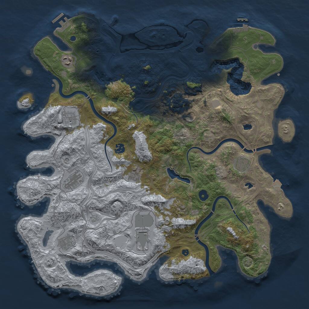Rust Map: Procedural Map, Size: 4500, Seed: 1750901252, 17 Monuments