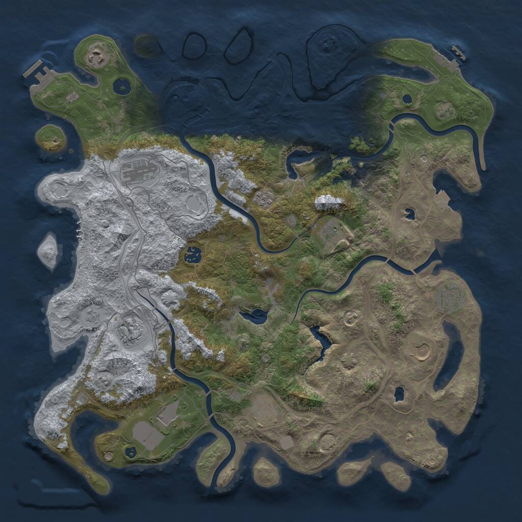 Rust Map: Procedural Map, Size: 4500, Seed: 487548410, 16 Monuments