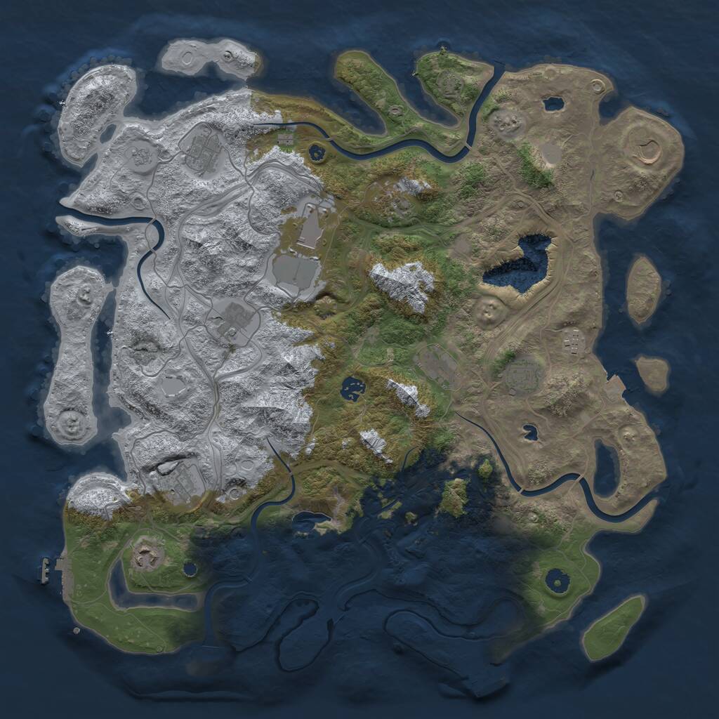 Rust Map: Procedural Map, Size: 4500, Seed: 1782394673, 17 Monuments