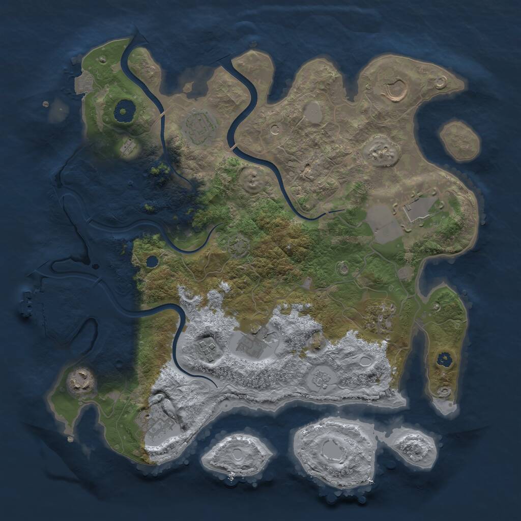 Rust Map: Procedural Map, Size: 3500, Seed: 1489348950, 13 Monuments