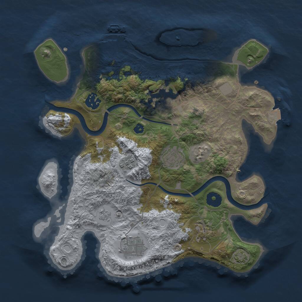 Rust Map: Procedural Map, Size: 3000, Seed: 55468553, 10 Monuments