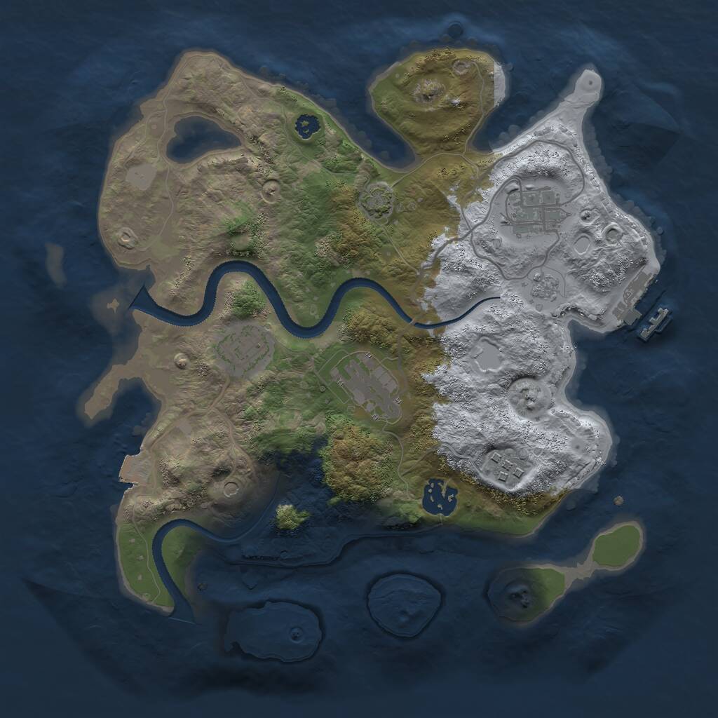 Rust Map: Procedural Map, Size: 3000, Seed: 23385, 10 Monuments