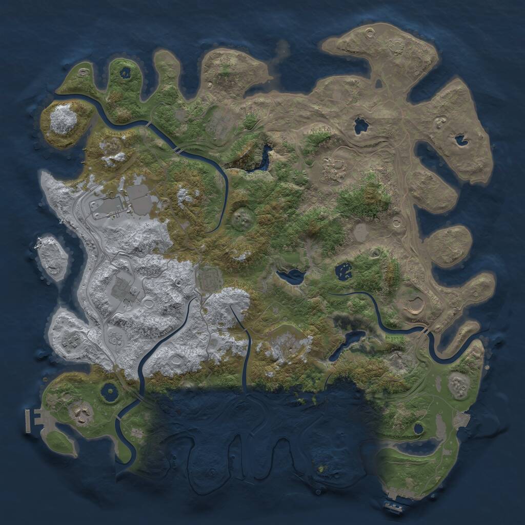 Rust Map: Procedural Map, Size: 4500, Seed: 1203103818, 16 Monuments