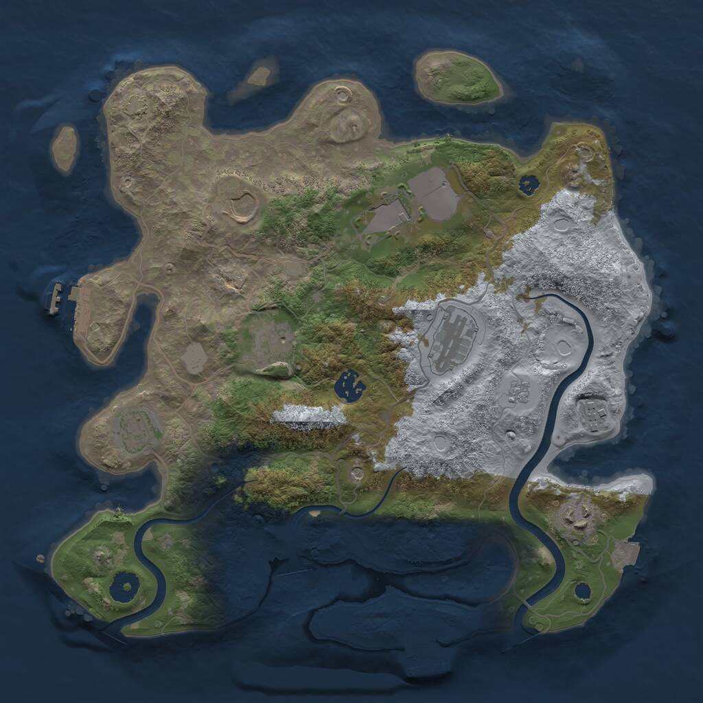 Rust Map: Procedural Map, Size: 3500, Seed: 38818, 14 Monuments