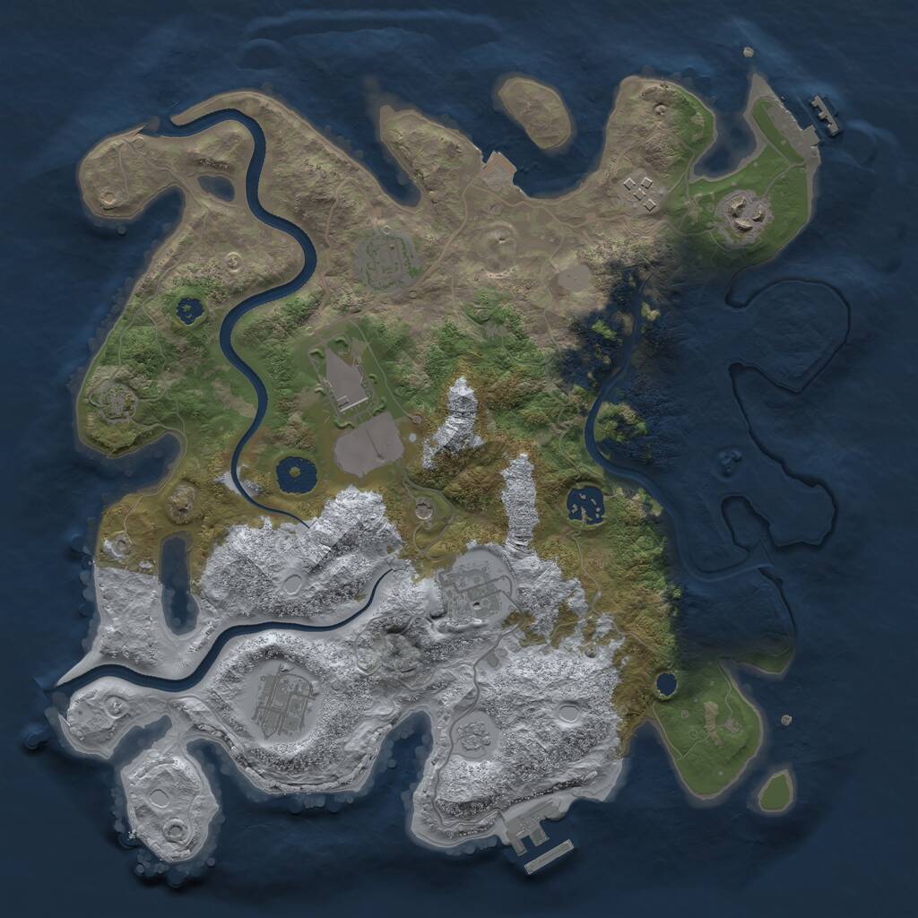 Rust Map: Procedural Map, Size: 3500, Seed: 2026001, 13 Monuments