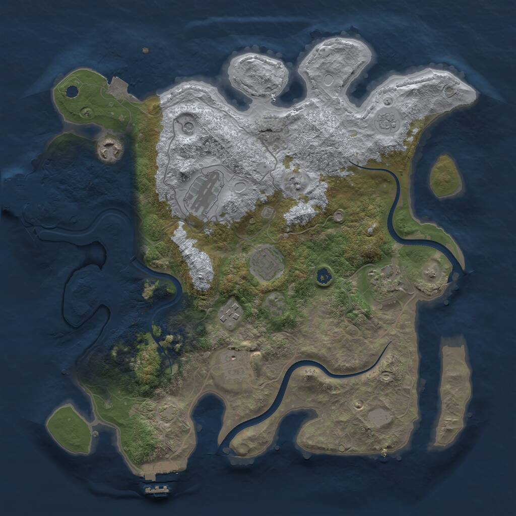 Rust Map: Procedural Map, Size: 3430, Seed: 1, 12 Monuments