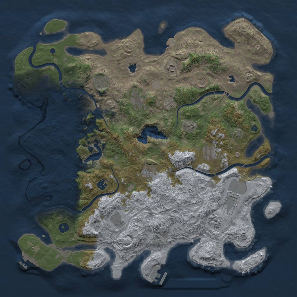 Rust Map: Procedural Map, Size: 4500, Seed: 56162042, 17 Monuments