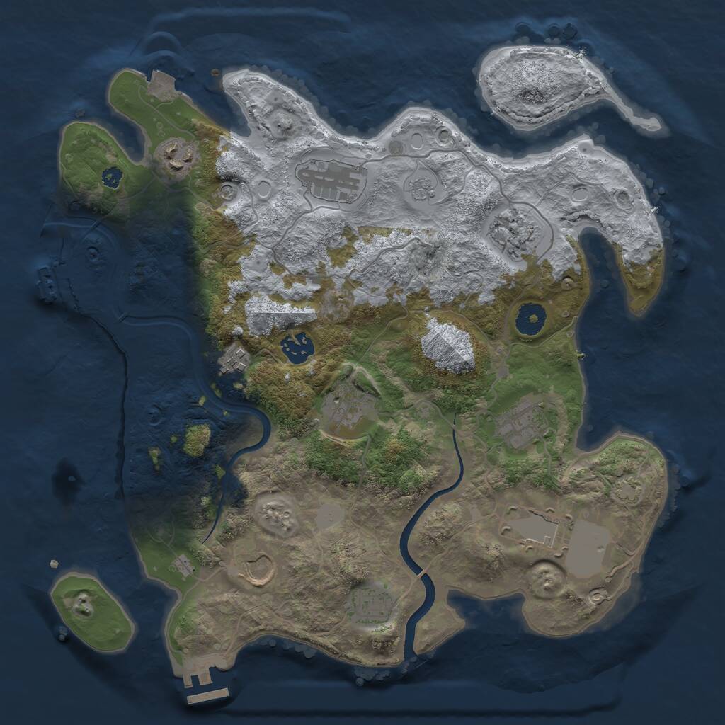 Rust Map: Procedural Map, Size: 3500, Seed: 1480846, 16 Monuments