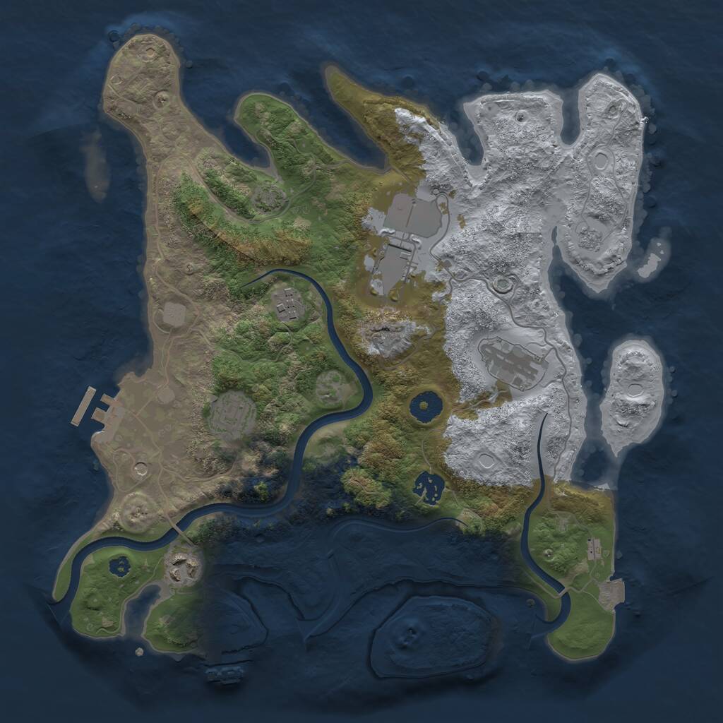 Rust Map: Procedural Map, Size: 3500, Seed: 379526, 12 Monuments