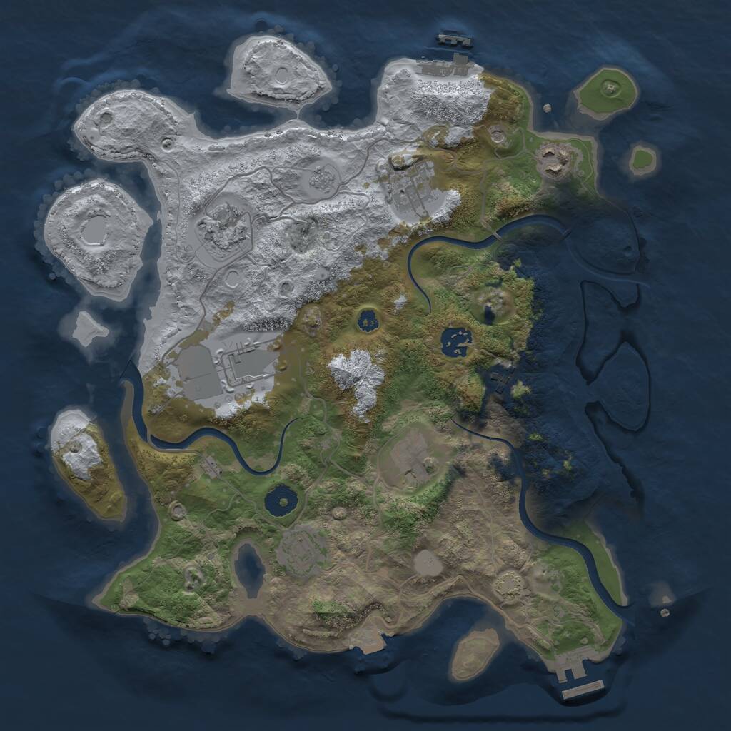 Rust Map: Procedural Map, Size: 3500, Seed: 26597, 14 Monuments