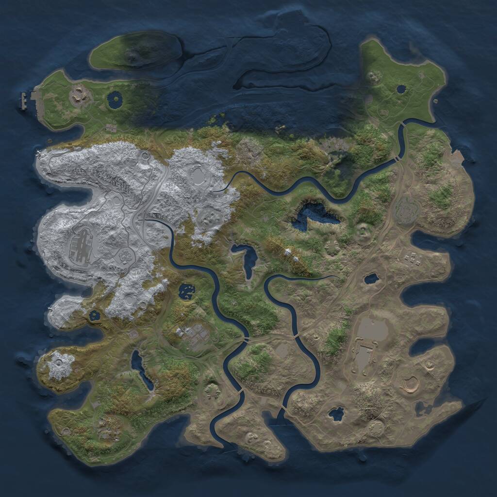 Rust Map: Procedural Map, Size: 4500, Seed: 104281488, 16 Monuments