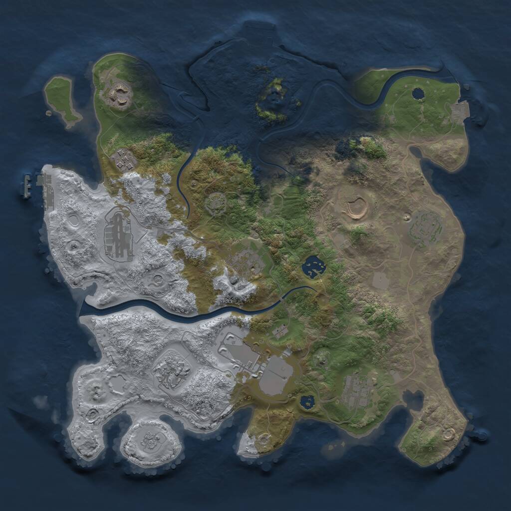 Rust Map: Procedural Map, Size: 3500, Seed: 13058561, 16 Monuments