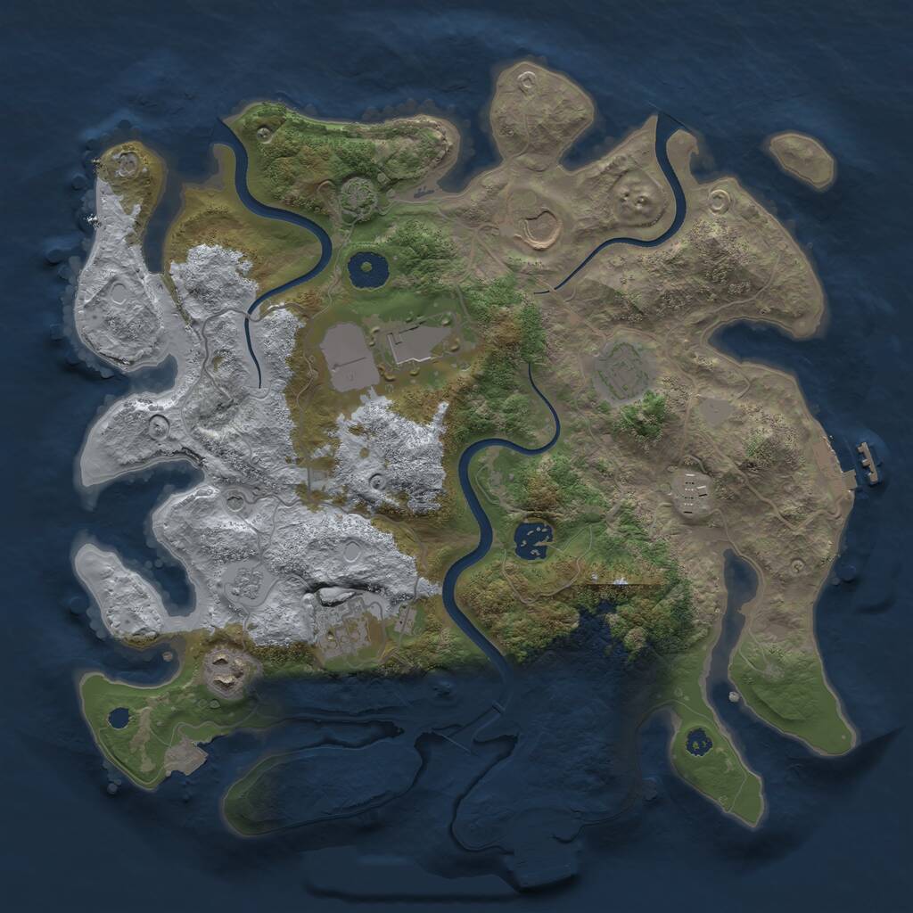 Rust Map: Procedural Map, Size: 3500, Seed: 1524582878, 13 Monuments