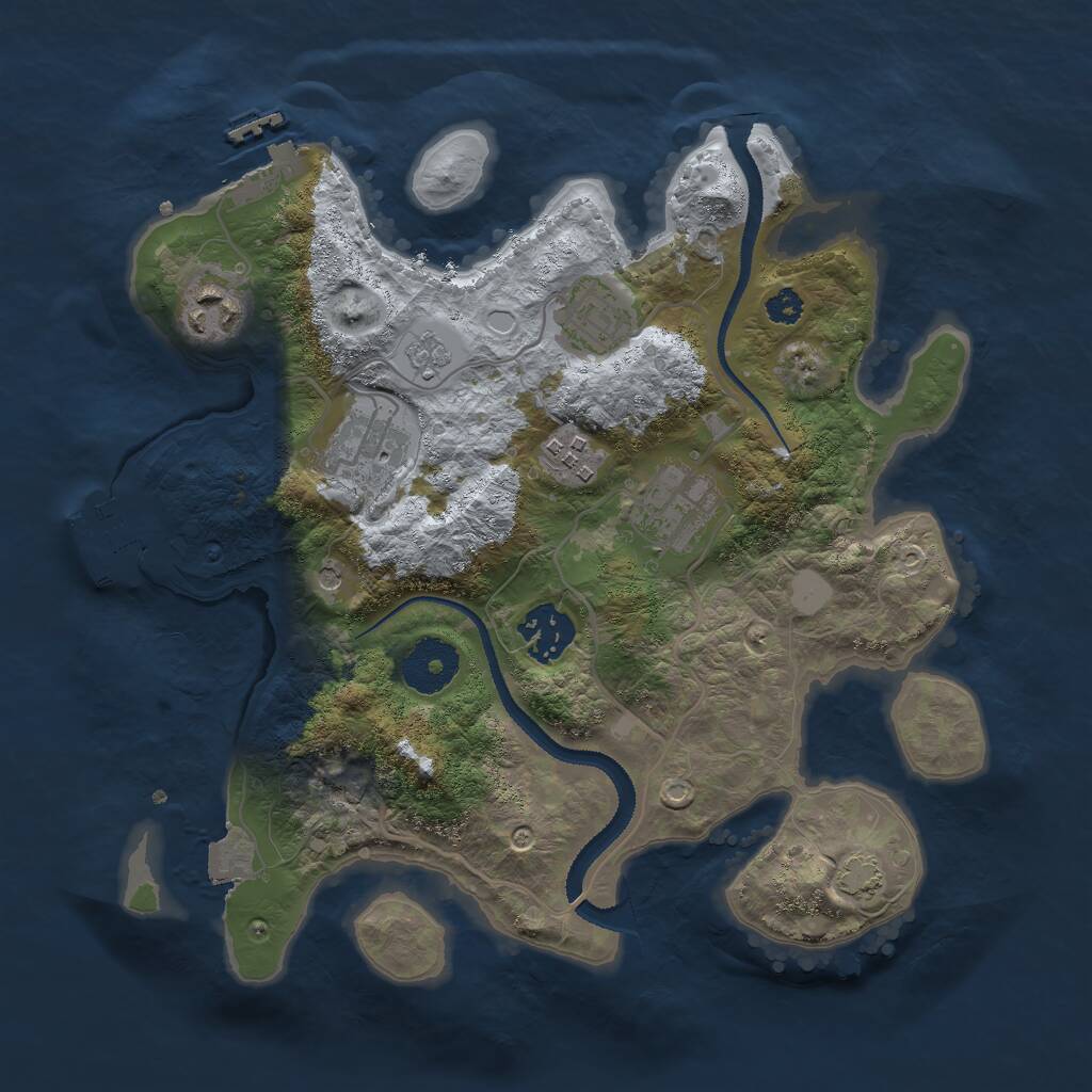 Rust Map: Procedural Map, Size: 3000, Seed: 842940, 12 Monuments