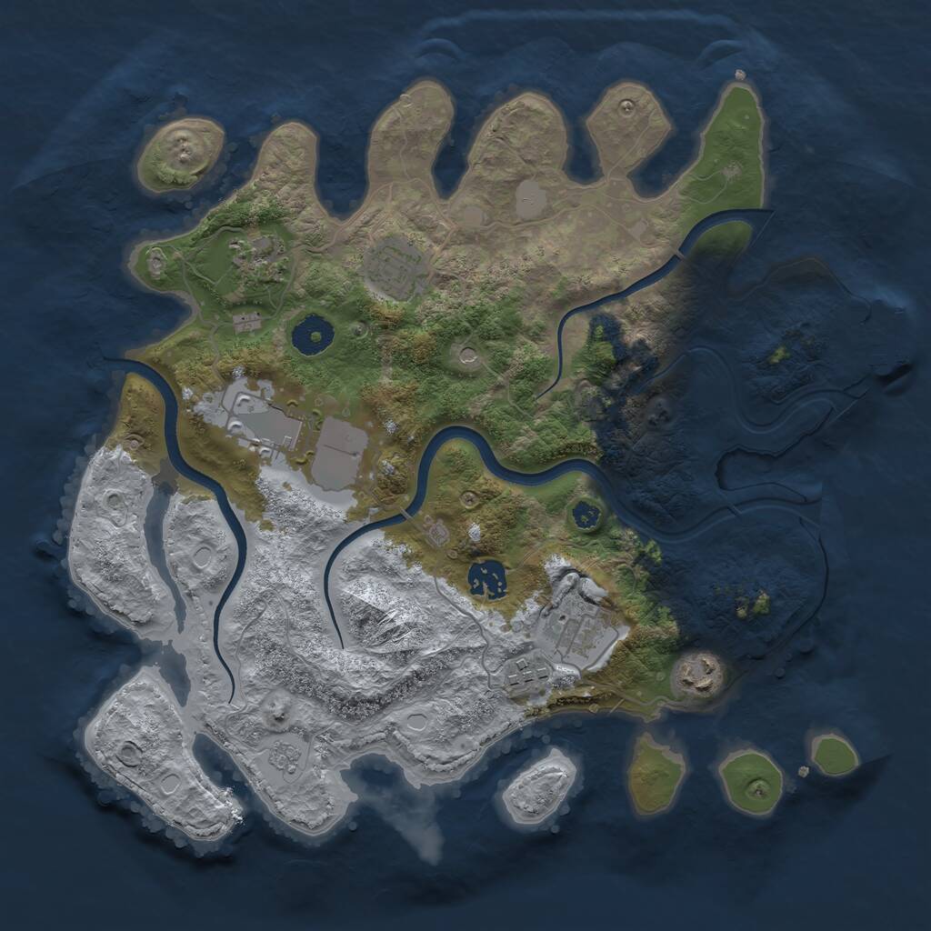 Rust Map: Procedural Map, Size: 3500, Seed: 1679026980, 12 Monuments