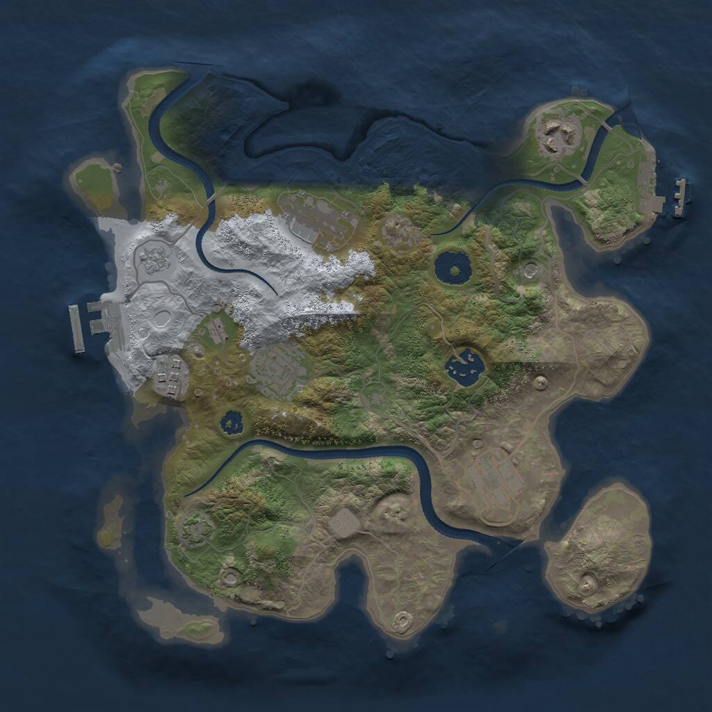 Rust Map: Procedural Map, Size: 3000, Seed: 54376, 12 Monuments