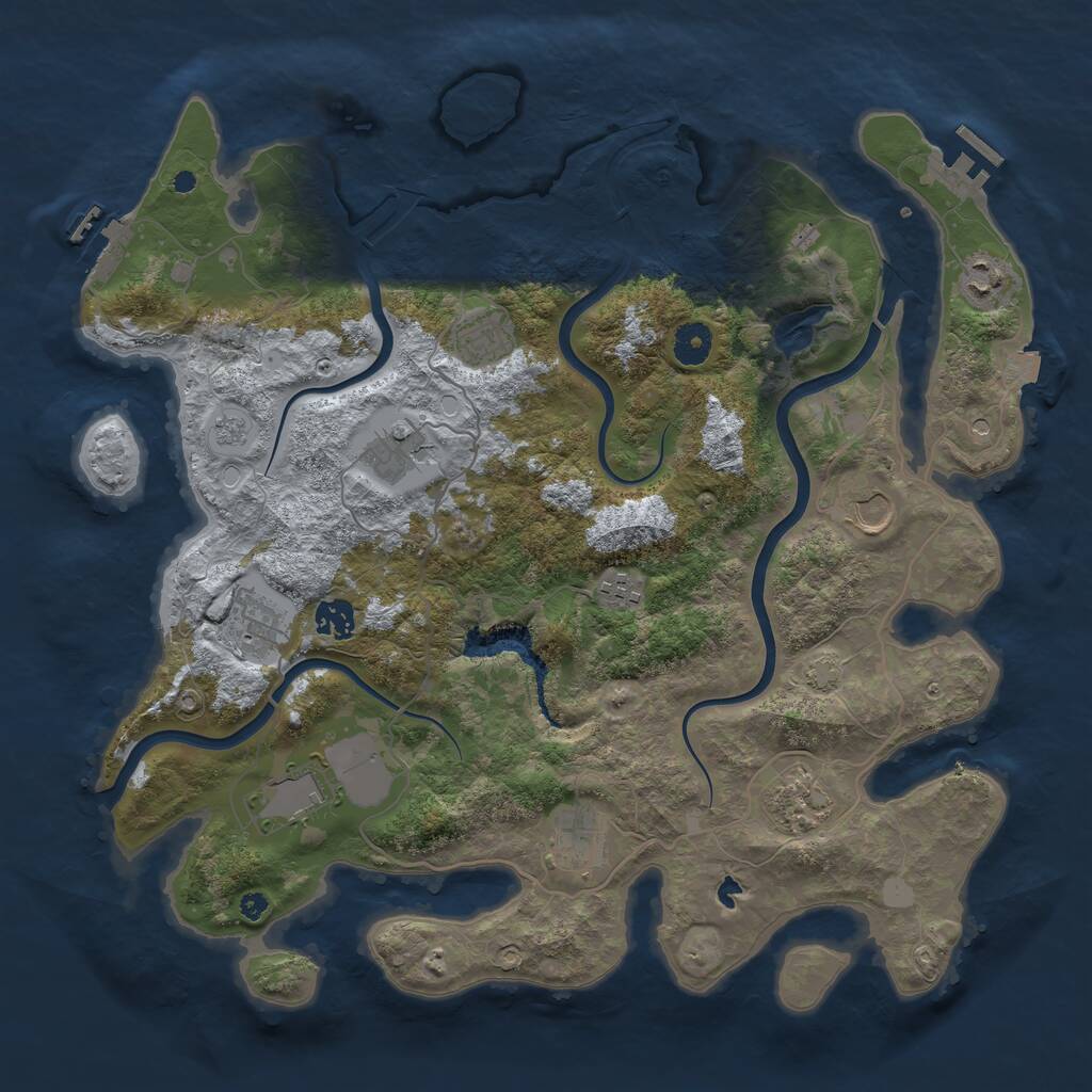 Rust Map: Procedural Map, Size: 4000, Seed: 709834693, 16 Monuments